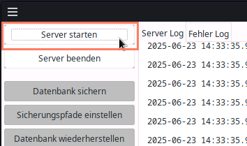 Starten des Servers