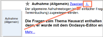 Das blau markierte L neben dem Titel öffnet die Leistungsbuchungsvorschläge.