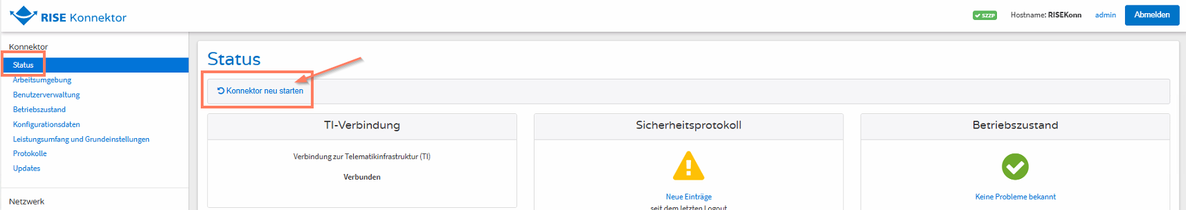 Konnektor neu starten