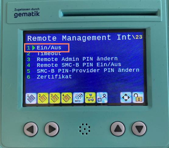 Remote Management Interface, Punkt 1 Ein/Aus