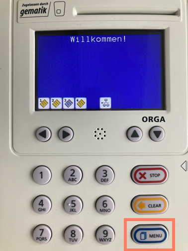 Taste Menu am ORGA-Kartenterminal